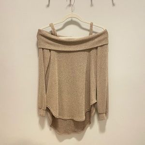 Tan Off The Shoulder Sweater